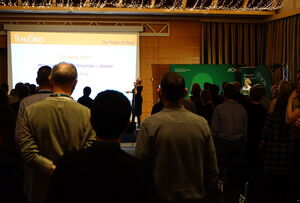 Ligatus Group TeamSing EVENT workshop with 170 international employees at the Komed in Cologne, conducted by Adrienne Morgan Hammond.